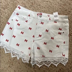 Minnie Mouse White Denim Shorts